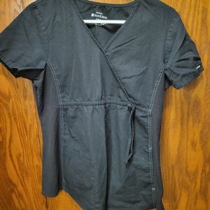 Small black maternity scrub top